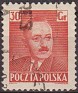 Poland 1950 Characters 30 GR Brown Scott 482A. Polonia 482a. Uploaded by susofe